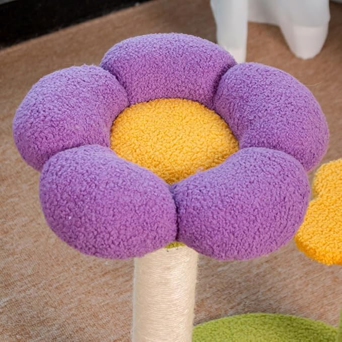 Flower Cat Tree Tower Cat Climbing Frame Sisal Wrapped Cute Cat Tree Multi-Function Small Cat Tower 3 Layer for Playtime and Relaxation