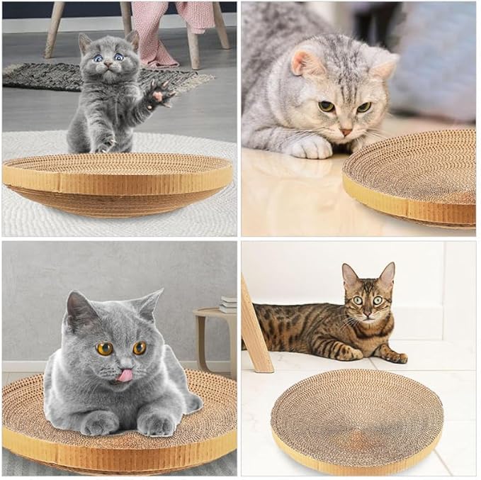 POPETPOP 13.6 Inch Round Cat Scratcher Refill - Large Cardboard Scratch Pad Recycled Corrugated Cardboard Core for Indoor Kitten Cat, Replaceable Scratching Bowl Insert