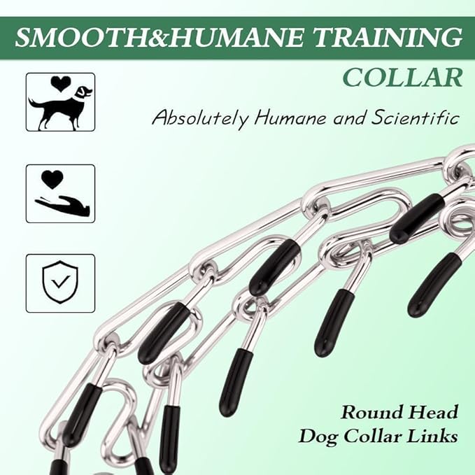 No Pull Prong Dog Collar,Adjustable Dog Pinch Training Chain Collar with Comfort Rubber Tips for Training Guidance Small Medium Large Dogs (L)