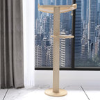 Cat Window Perch with Scratching Post Strong Supported - Large Hammock Bed for Cats Inside - Solid Wood Seat, Soft Cushion - Rustic Indoor Cat Tree Shelf for Sunbathing (Natural, Large 2)
