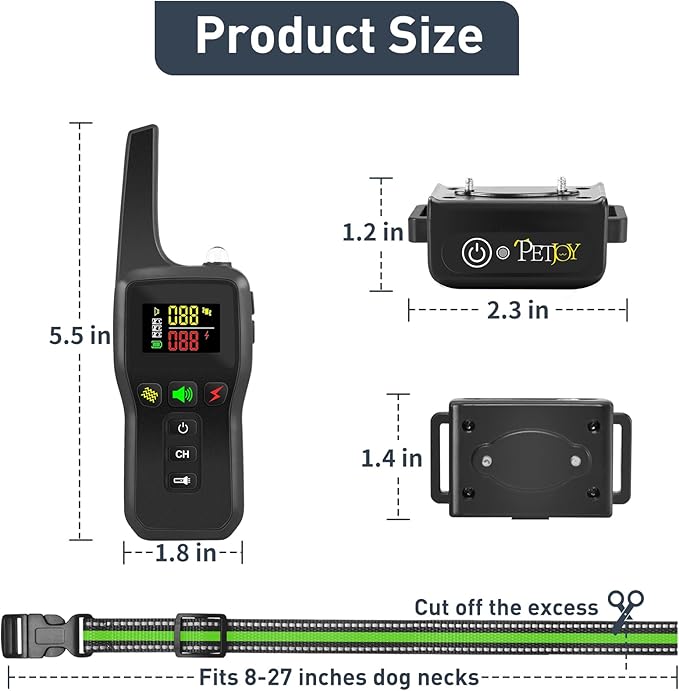PetJoy Dog Bark Collar with Remote, Bark and Training Collar 2-in-1, Auto Bark Collar with Safe Shock (Level 1-100), Vibration (Level 1-100), Auto Mode (Sensitivity 1-5) and Beep