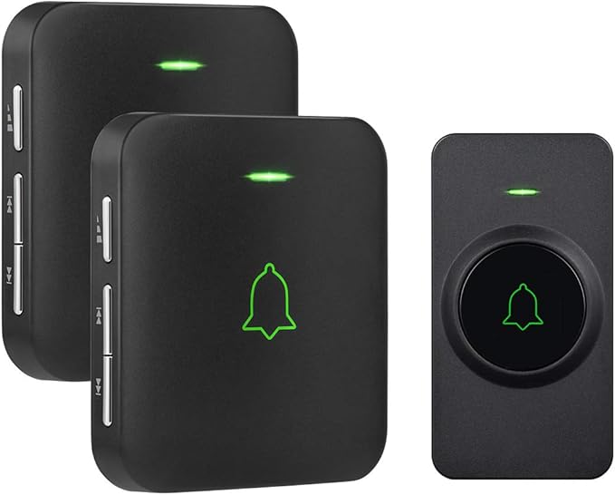 AVANTEK Wireless Door Bell, CB-12 Mini Waterproof Doorbell Chime Operating at 1000 Feet with 52 Melodies, 5 Volume Levels & LED Flash