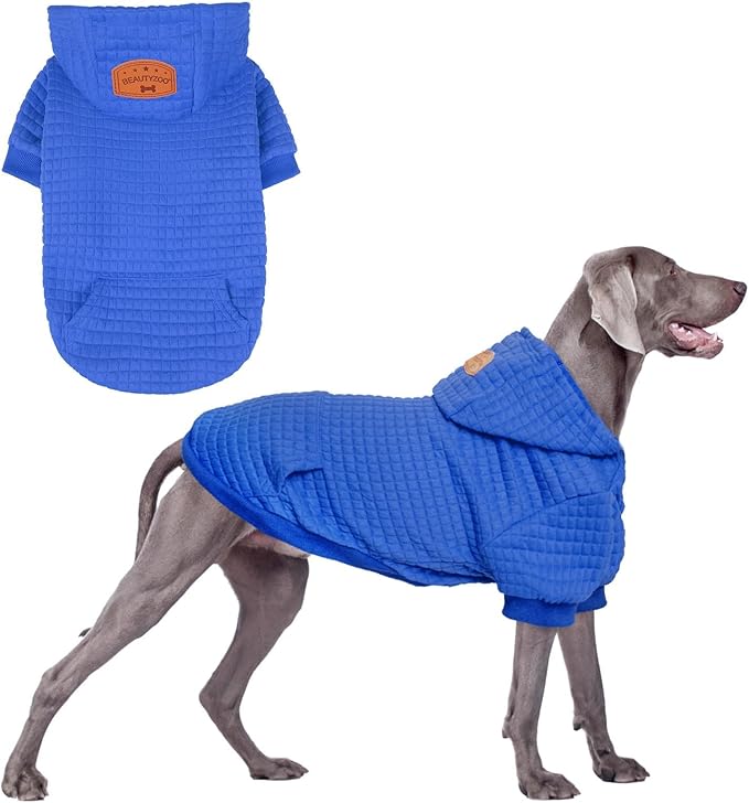 BEAUTYZOO Dog Sweaters for Extra Large Dogs Girl Boy, XXXL Dog Hoodie with Pocket & Leash Hole, Soft Warm Waffle-Like Laminated Cotton Pet Clothes for Cold Weather, Doberman Great Dane Sweatshirt, 3XL