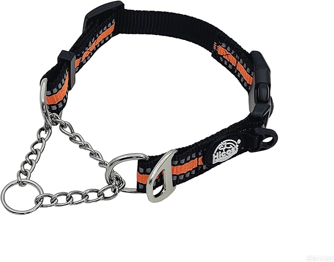 Martingale Dog Collar, Trainer Approved Limited Slip Collar with Heavy Duty Buckle, Training Adjustable Walking Training Dog Collars with Quick Release Buckle (Orange, L)
