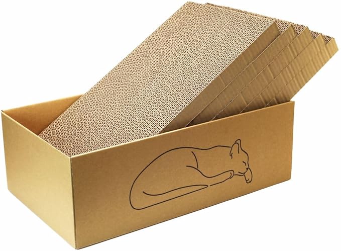 17.3 inch Extra Large Cat Scratcher pad ，5 Pack in 1 Cardboard Box for Medium Large Cat Multi-Cats, 5 PCS Reversible Cat Scratching Boards,Ex-Large Cat Scratcher Box