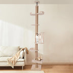 Cat Climbing Tower, Wood Cat Tower Tree Wall with Sisal Scratching Climbing Posts, Load Capacity 44lbs, 100.4-104.3In Adjustable Tall Cat Activity Tree for Living Room, Bedroom
