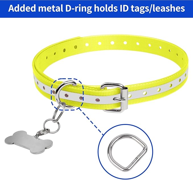 PaiPaitek Shock Collar Replacement Strap for Most of Training Collar, 3/4 Inch Dog Collar Replacement for Wireless Fence and Bark, Adjustable Waterproof TPU Collar Strap - 2 Pack
