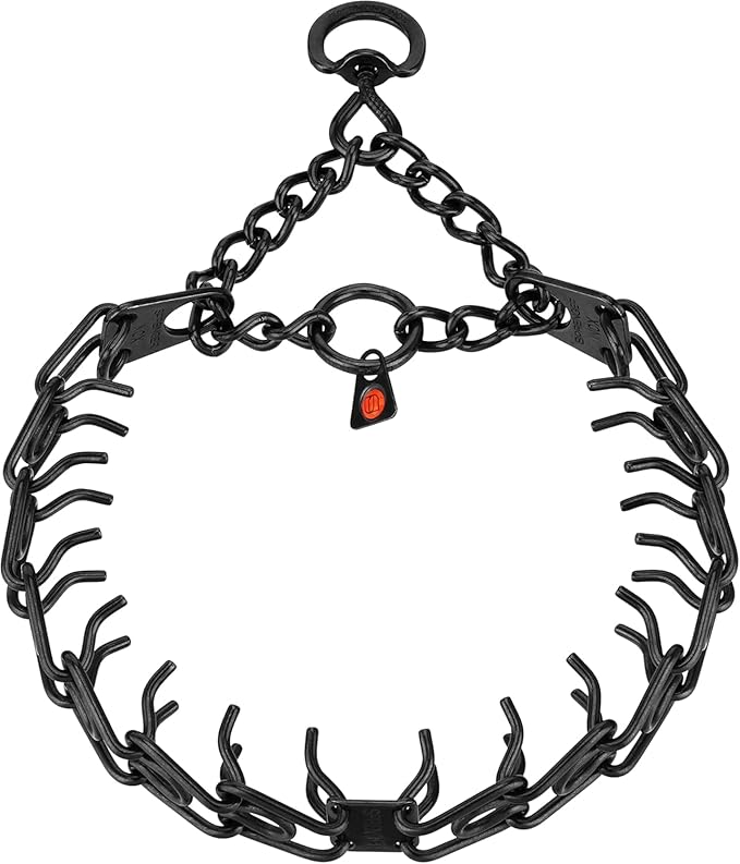 Herm. Sprenger Ultra-Plus Prong Dog Training Collar, Anti Pull Training Pinch Collar, Stainless Steel Black (3.0 mm x 17" Neck Size; 20" Chain Length) - Swivel-Ring Version
