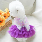 ANIAC Butterfly Dog Dress with Purple Tutu Funny Dog Clothes with Wing Girl Puppy Dress for Small Dogs Pet Butterfly Costume Holiday Cat Outfit for Halloween Birthday Wedding (Purple, X-Small)
