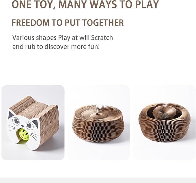 Cat Scratcher, Cat Toy, Reversible Infinity Style Magic Organ, Made of Recyclable Corrugated Cardboard, Scratch-Resistant and Abrasion-Resistant, Foldable Cat Toys for Indoor Cats