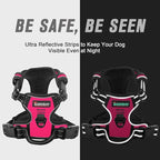 BARKBAY No Pull Dog Harness Front Clip Heavy Duty Reflective Easy Control Handle for Large Dog Walking(Pink,XL)