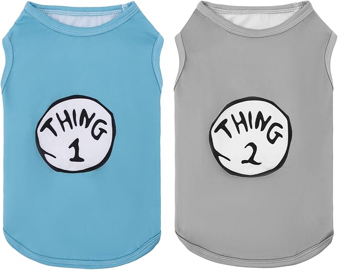 CuteBone Dog Shirts 2-Pack Soft Pet Clothes Breathable Summer Vest for Small Puppy and Stretchy Cat Apparel 2BX20L-D