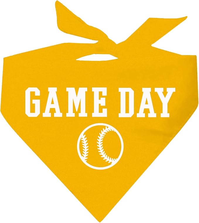Game Day Dog Bandana | 100% Cotton Adjustable Triangle | Made in USA | Baseball| Sports | Biggest Fan | Game Day | Gold, One Size (1054)