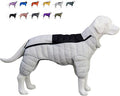 Warm Dog Coat, 4 Legs Covered Waterproof Windproof Reflective Vest, Zippered Adjustable Outdoor Snow Jacket for Small Medium Large Dogs, Off White S