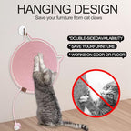 Personalized Cat Scratcher Mat, Customized with Name Text Natural Cotton Rope Round Horizontal Cat Scratching Pads with Ball Toy, Cat Furniture Protector for Wall, Couch, Carpets, Sofa (Pink)