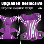 BARKBAY Dog Harness No Pull Oxford with ID Tag Pocket - Heavy Duty, Reflective, Easy Control for Large Dogs(Purple Oxford,S)