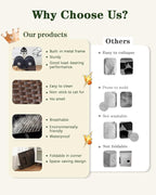 Cat Beds Indoor Kitten House, Handwoven Rattan Cat Cave Pet Cube, Large Cat Houses, One Bed Mat, Foldable, Hideaway, 16.5x16.5x13.2 Inches, 2 S-Shaped Hooks in Living Room Bedroom Brown