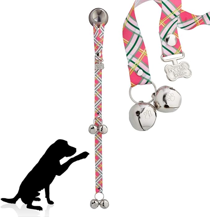 PoochieBells Handcrafted Dog Doorbell for Potty Training – Easy & Quick, Doggie-Safe USA-Made Dog Door Bell with Perfect Sound, Dog Trainer-Recommended for Over 20 Years, Spring Fling Plaid