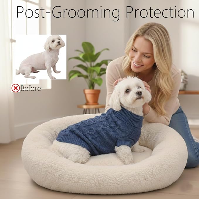 Dog Warm Winter Sweater Pet Clothes Knitwear for Medium Dog for Corgi, West Highland, Schnauzer, Border Collie, Dog Outfits (Dark Blue XL)