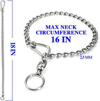 304 Stainless Steel Metal Chew Proof Dog Collar and Leash Extension - Anti Winding, Training and Walking (Small: 18in x 2.5mm, Neck Max 16in)