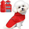 Dog Raincoat Dogs Rain Jacket Reflective Poncho Rainwear Waterproof Pet Clothes Winter Warm Lined Pocket Hooded Leash Hole Adjustable for Puppy Small Dogs,Red,M,Back Length 10.5 Inch