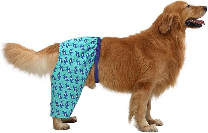HDE Dog Swim Trunks Hawaiian Board Shorts Beach Pool Swimsuit for XS to XXL Dogs Sharks - XXL