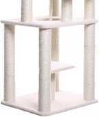 Cat Tree Tower Six Level Ivory Playhouse Cat Scratching Post - 81" Tall Indoor Kitty Condo 152