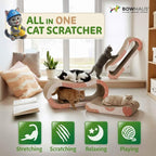 3 in 1 Cat Scratch Board, Cat Scratcher Lounger for Indoor Cat, Cardboard Cat Scratcher, Durable & Long-Lasting Infinity Cat Scratcher, Reversible Scratching Pads for Protecting Furniture