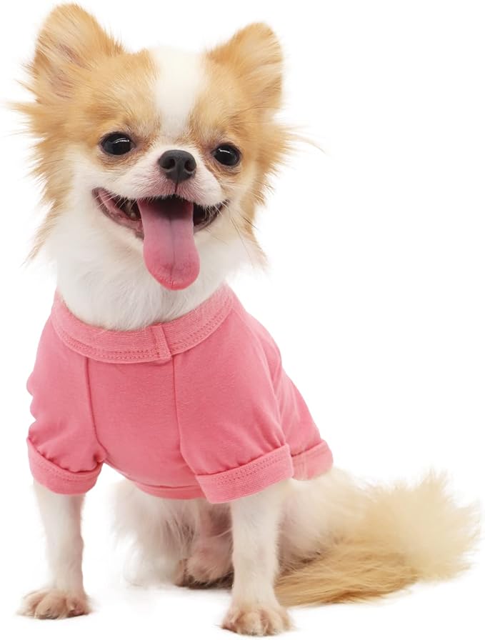 LOPHIPETS 100% Cotton Dog Tee Shirt for Small Dogs Teacup Chihuahua Yorkie Puppy Clothes-Pink/S