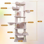 Anwick 68" Tall Cat Tree Tower with Scratching Posts, Cat House with Hammocks, Cat Condos for Indoor Cats, Removable Cushions, Multi-Level Cat Playground (Pink)