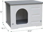 Plastic Cat House Outdoor & Indoor, Feral Cat Houses Waterproof Outdoor Cat House for Feral Cats, Outside Cat Shelter for Small Pet, Assemble and Clean Easily-Grey