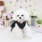 Tangpan Beam Waist Christmas Pet Costume Dog Dance Skirt Satin Camp Party Dress(Black,M)