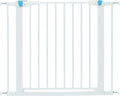 MidWest Homes for Pets 29 Inches Tall Walk-Though Steel Pet Gate, Pressure Mounted Dog Gate with Glow Strip Measures 29H x 29.5-38W Inches & Includes Two 3-Inch-Wide Extensions, White