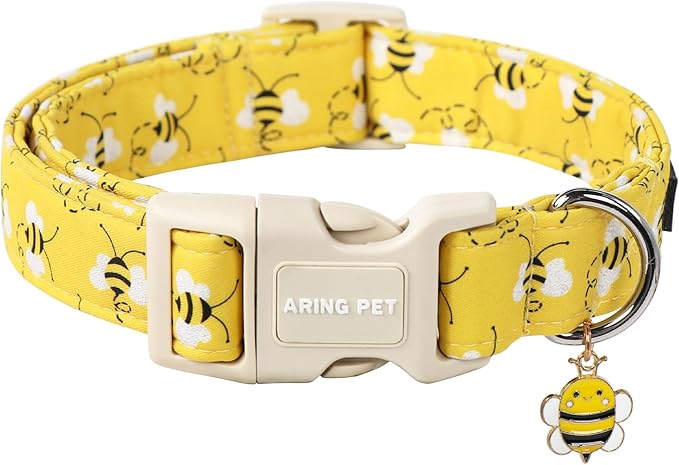 ARING PET Bees Dog Collar, Cute Spring Summer Yellow Bee Pet Collars for Puppy Small Medium Large Boy Girl Dogs-S