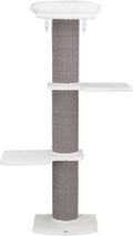 TRIXIE Acadia 63-in Cat Tower with Wall Supports, Oversized Sisal Scratching Post, Three Platforms, Removable Bed, Gray
