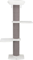 TRIXIE Acadia 63-in Cat Tower with Wall Supports, Oversized Sisal Scratching Post, Three Platforms, Removable Bed, Gray