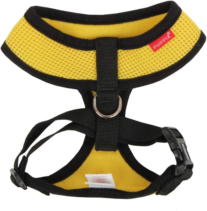 Puppia Soft Dog Harness No Choke Over-The-Head Triple Layered Breathable Mesh Adjustable Chest Belt and Quick-Release Buckle, Yellow, X-Small (Pack of 2)