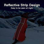 Medium Dog Coat - Warm Zip Up Snowsuit Dog Harness Vest, Reflective Water-Resistant Dog Jacket for Medium Dogs - Red