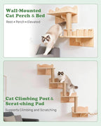Cat Wall Shelves, 18 in 1 Cat Wall Furniture with Green Tunnel, Condos, Bridge, Climbing Post & Scratching Pad Modular Wall Mounted Cat Playground for Large Spaces & Multi-Cat Homes