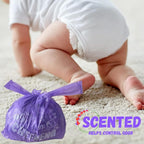 Baby Disposable Diaper Sacks (600 ct.) Fresh Baby Powder Scented, Easy-Tie Diaper Sacks Disposal Bulk Diaper Sacks Dog Poop Bags Cat Litter Waste Bags Sanitary Pads Disposal Bags (600 Bags, Purple)