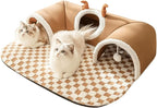 Cat Tunnel Bed Indoor,Cat Peekaboo Cave Bed for Multiple Cats,Kitty Tube with Balls Toys,Removable Small Dog House Washable,Small Animal Tunnel for Kitty,Bunny (Brown,X-Large)