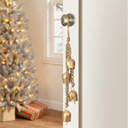 Christmas Bells Vintage Hanging Decorative: Gold Bells Decor with Jute Hanging Rope - Metal Cow Bells Christmas Decor for Christmas Wreath Garland Tree Wedding Party Door Staircase Railings