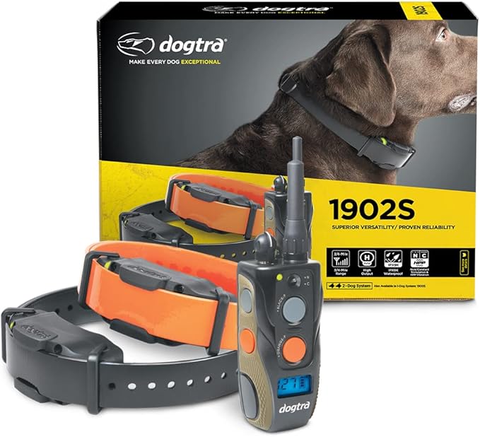 Dogtra 1902S Ergonomic 3/4-Mile IPX9K Waterproof High-Output 2-Dog Remote Dog Training E-Collar