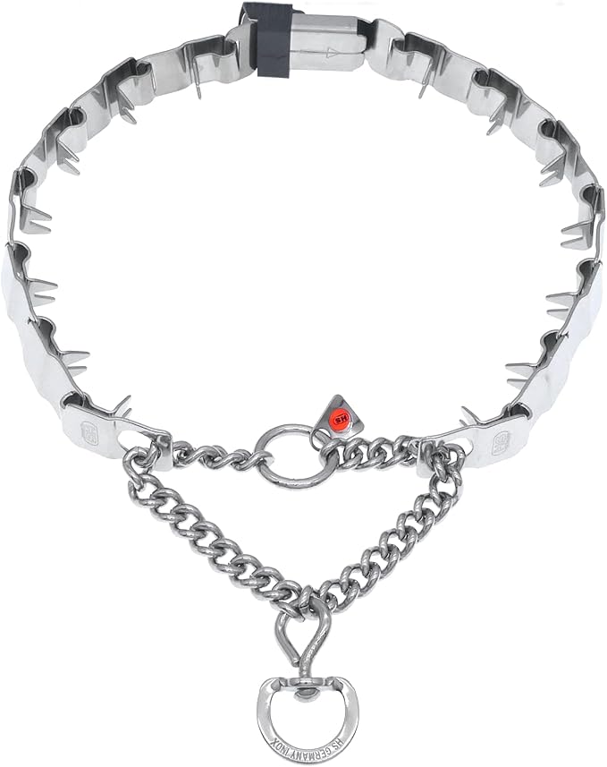 Herm Sprenger NeckTech Sport Stainless Steel Dog Training Prong Collar with ClicLock Buckle and Assembly Chain No-Pull Collar with Swivel D-Ring Made in Germany (25in (Neck Size up to 22in))