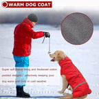 QBLEEV Warm & Waterproof Dog Coat - Reflective Turtleneck with Thick Fleece for Winter and Snow, S, M, L Dogs
