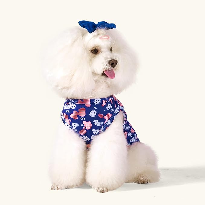 CuteBone 4th of July Dog Shirts 2-Pack Soft Pet Clothes Breathable Summer Vest for Small Puppy and Stretchy Cat Apparel 2BX13S