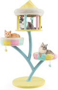 Tangkula Tall Cat Tree, 57.5 Inch Amusement Park Style Cute Cat Tower with Top Open Condo, 2 Perches, Scratching Posts & Dangling Balls, Aesthetic Cat Tree Tower for Indoor Cats Large Adult