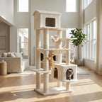 64 Inches Multi-Level Large Cat Tree Tower with Cat House for Indoor Cats/Cozy Perches/Cat Condo/Sisal Scratching Posts/Hammock/Cat Activity Center Play House/Wide Base
