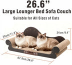 Sofa Shaped Cat Scratching Board,26.6" Extra Large Scratcher Bed for Large Cat Multi-Cats, Scratch Boards Lounge Bed,Cat Couch Furniture Protector (Black)