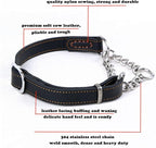 Love Dream Martingale Collars for Dogs, Leather Training Dog Collar, Stainless Steel Chain Anti-Escape No Pull Dog Collar for Small Medium Large Dogs (S(11.8"-16.9"), Black)